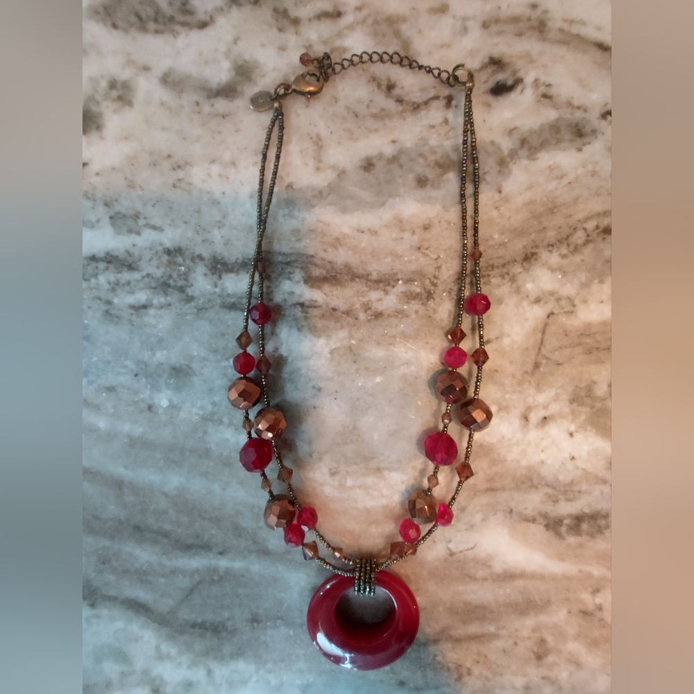 Lia Sophia Red Cinnabar necklace